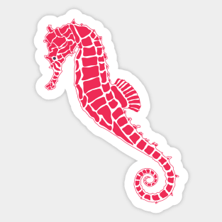 Vivid Pink and Blue Seahorse Design Sticker